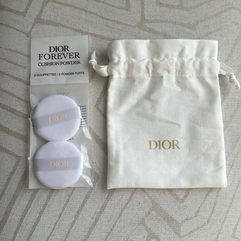 Dior mini cotton pouch and Forever Cushion Powder Applicators